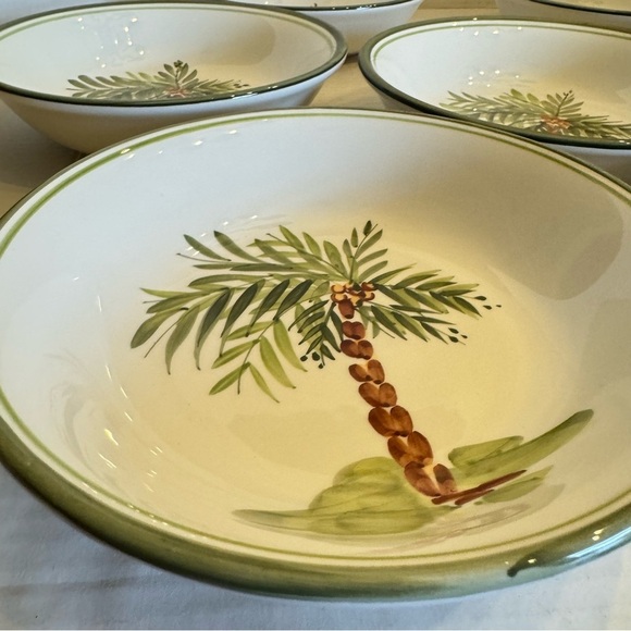 Gibson Designs PALM COURT GIDPAC Cereal Bowl Green Palm Tree Green - Set of 4 - Picture 15 of 16